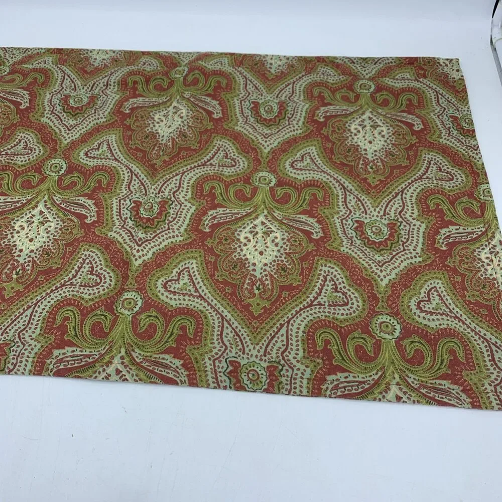 1- Pottery Barn Standard Pillow Sham 16x26 Cotton Linen Paisley Boho Farmhouse - Picture 3 of 6